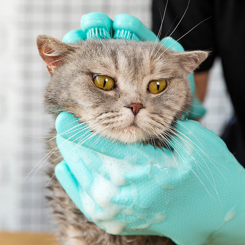 Keep Pets Clean with Silicone Brush Grooming Glove