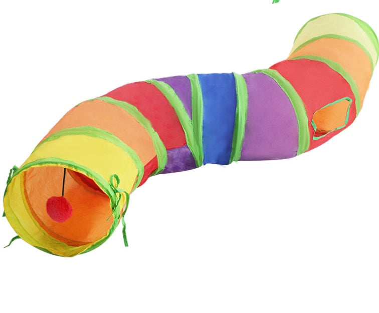 Rainbow S-Shaped Cat Tunnel for Endless Play Fun
