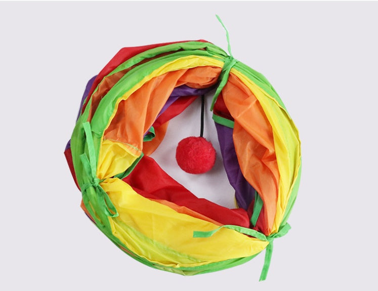 Rainbow S-Shaped Cat Tunnel for Endless Play Fun