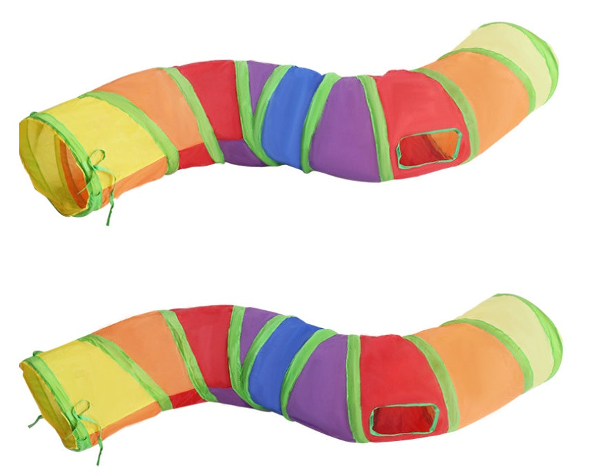 Rainbow S-Shaped Cat Tunnel for Endless Play Fun