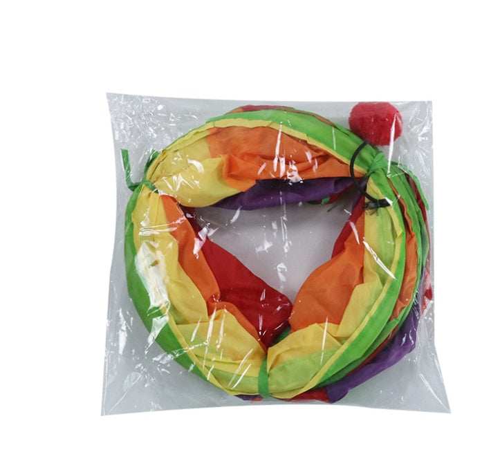 Rainbow S-Shaped Cat Tunnel for Endless Play Fun