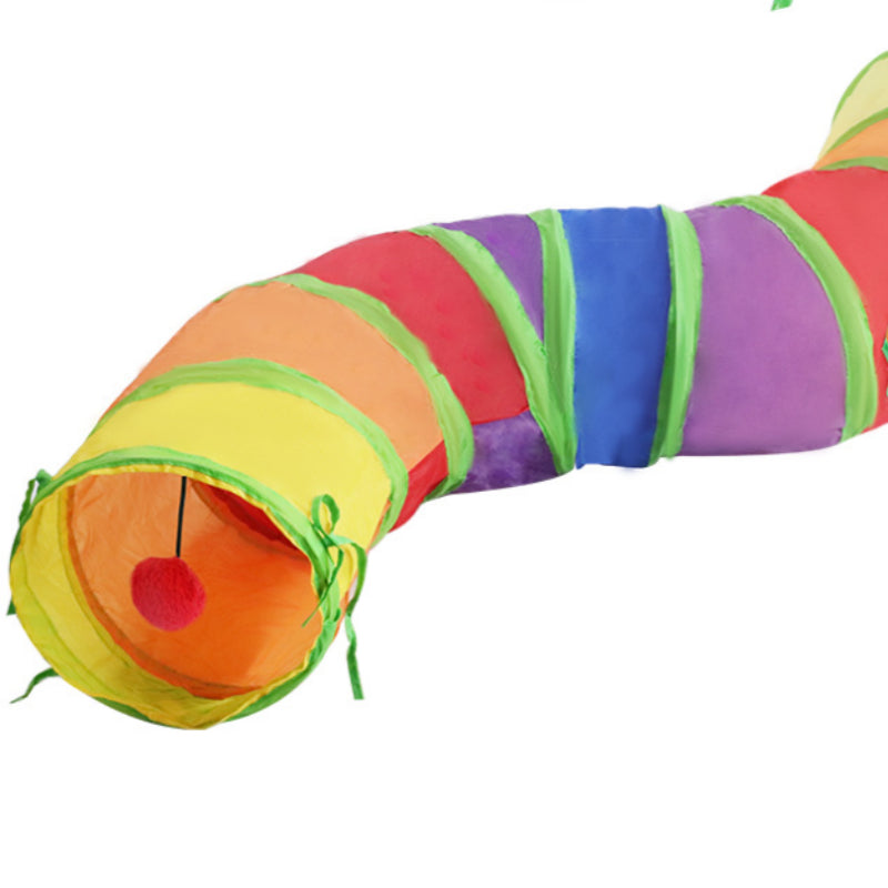 Rainbow S-Shaped Cat Tunnel for Endless Play Fun