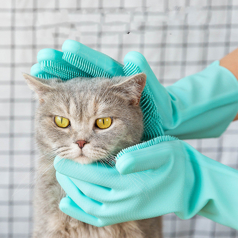 Keep Pets Clean with Silicone Brush Grooming Glove