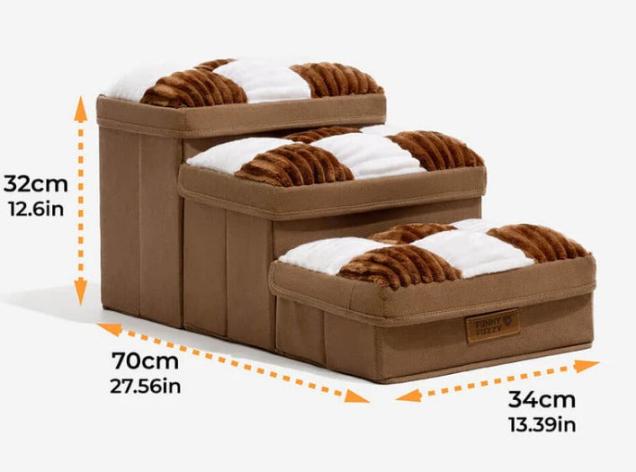 Luxury Dog Stairs with Storage and Chessboard Design